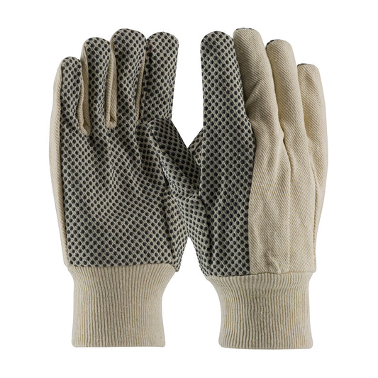 PIP 91-908PD – Premium Grade 100% Cotton Canvas Glove with PVC Dotted Grip on Palm, Thumb and Index Finger - 8 oz.