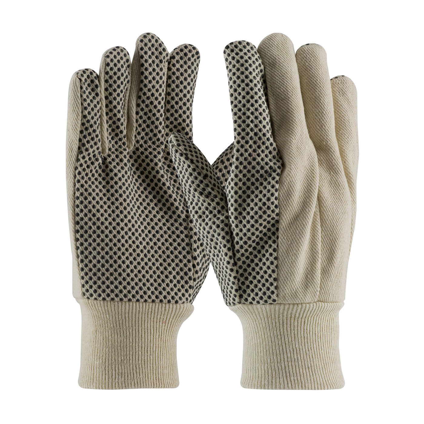 PIP 91-910PDI – Economy Grade CottonPolyester Canvas Glove with PVC Dotted Grip on Palm, Thumb and Index Finger - 10 oz.