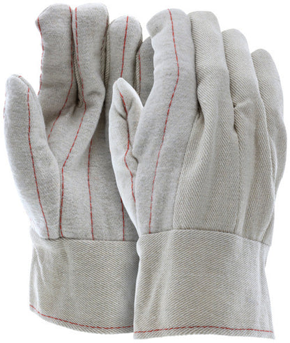 Double Palm Work Gloves, 18 oz Nap-Out Cotton Blend, Plasticized Band Top