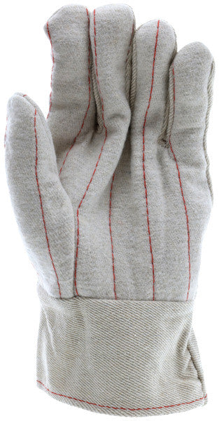 Double Palm Work Gloves, 18 oz Nap-Out Cotton Blend, Plasticized Band Top