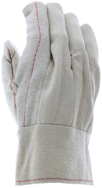 Double Palm Work Gloves, 18 oz Nap-Out Cotton Blend, Plasticized Band Top