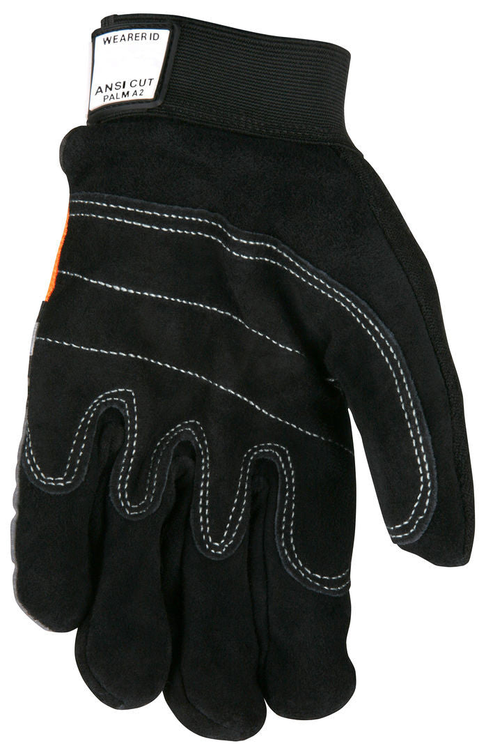 Split Cowhide Mechanics Gloves, Double Palm, Hi-Vis Reflective Back