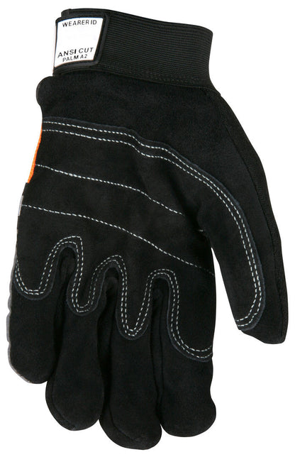 Split Cowhide Mechanics Gloves, Double Palm, Hi-Vis Reflective Back