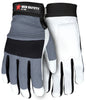 Goatskin Leather Mechanic Gloves, Gel-Padded Palm, Adjustable Wrist Closure