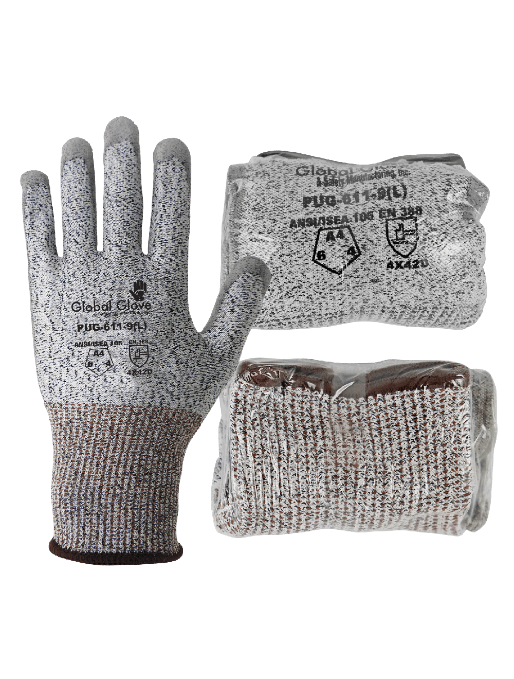 Global Glove - PUG-611-VP - Cut Resistant Gloves - cut level A4 - gray