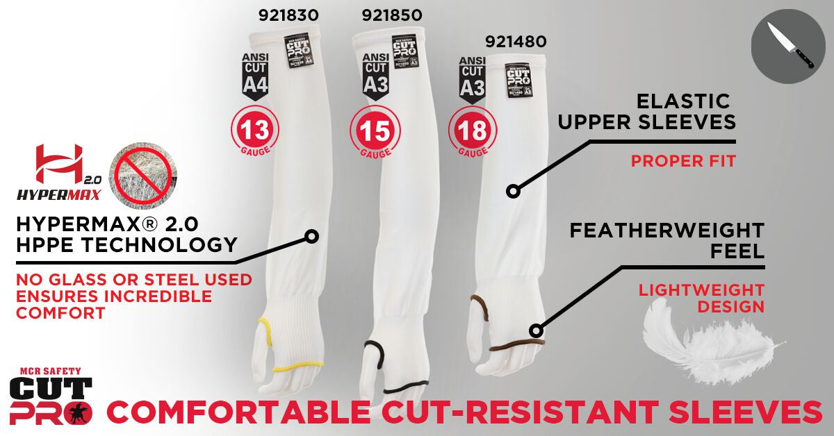 CutPro Cut-Resistant Arm Sleeve, 15-Gauge HyperMax HPPE, 18-Inch, Thumb Hole