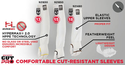 CutPro Cut-Resistant Arm Sleeve, 15-Gauge HyperMax HPPE, 18-Inch, Thumb Hole