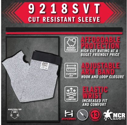 CutPro Cut-Resistant Sleeve, HyperMax HPPE, ANSI A8, Hook and Loop Closure, Thumb Slot