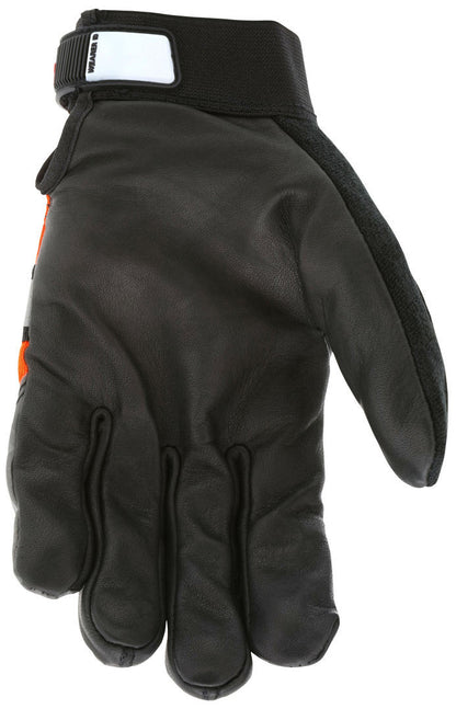 Luminator Mechanics Gloves, Black Grain Cowhide Palm, Hi-Visibility Reflective Back