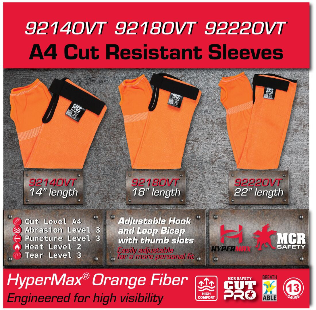CutPro HyperMax HPPE Cut-Resistant Sleeve, ANSI A5, Hook and Loop, 22-Inch