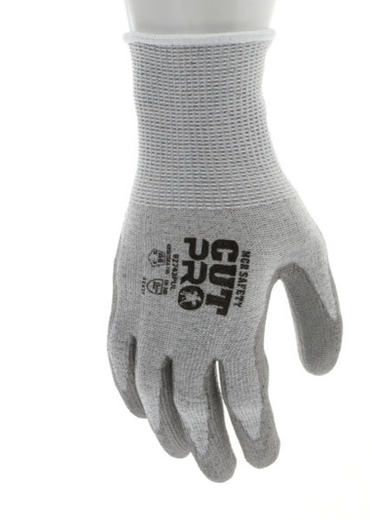 92743PU - MCR Safety CutPro® - 13 Gauge HyperMax® HPPE Shell - Cut, Abrasion, and Puncture Resistant Work Gloves - Polyurethane (PU) Coated Palm and Fingertips - Excellent Cut and Abrasion Resistance
