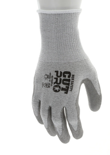 92743PU - MCR Safety CutPro® - 13 Gauge HyperMax® HPPE Shell - Cut, Abrasion, and Puncture Resistant Work Gloves - Polyurethane (PU) Coated Palm and Fingertips - Excellent Cut and Abrasion Resistance
