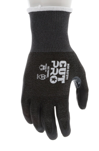 92798NF - MCR Safety Cut Pro® - 18 Gauge Black HyperMax® HPPE Shell - Nitrile Foam Coated Palm and Fingertips - Reinforced Thumb Crotch - Cut Resistant Work Gloves