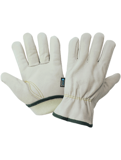 Retail-Tagged Driver Style Cowhide Leather Gloves with Cold Keep® - 3200CTH - Drivers Gloves - red
