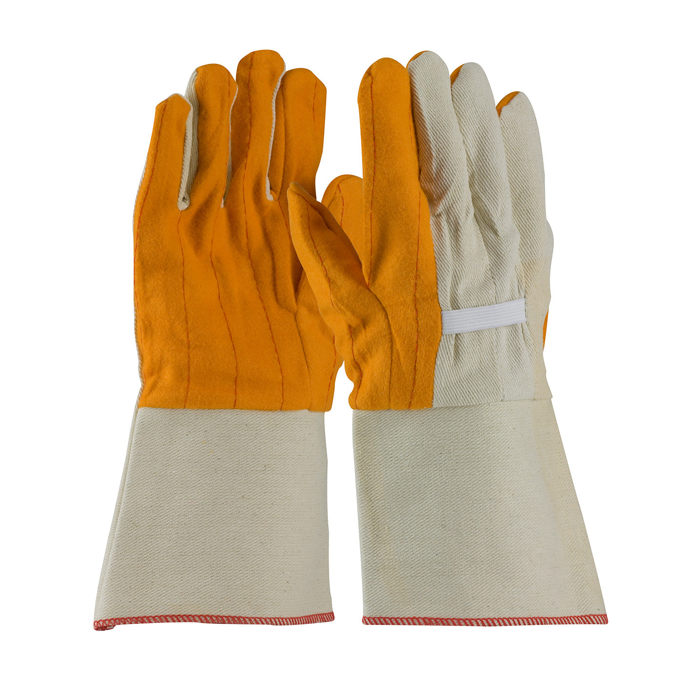 PIP 93-578G – Premium Grade Chore Glove with Double Layer Palm, Canvas Back and Nap-Out Finish - Rubberized Gauntlet Cuff