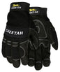 Cheetah Mechanics Gloves, Synthetic Leather Palm, Gel Pad, Hook and Loop Cuff