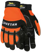 Hi-Vis Orange Mechanics Gloves, Synthetic Leather Palm, Gel Padded, Vented