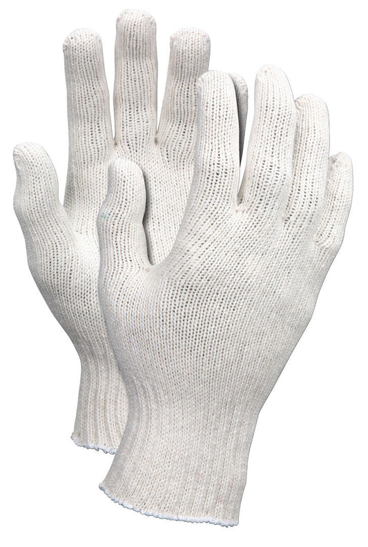 String Knit Work Gloves, 7 Gauge, Cotton/Polyester Blend, Knit Wrist