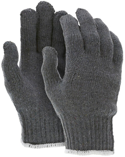 Heavy-Weight String Knit Work Gloves, 7 Gauge, Cotton/Polyester Blend, Gray