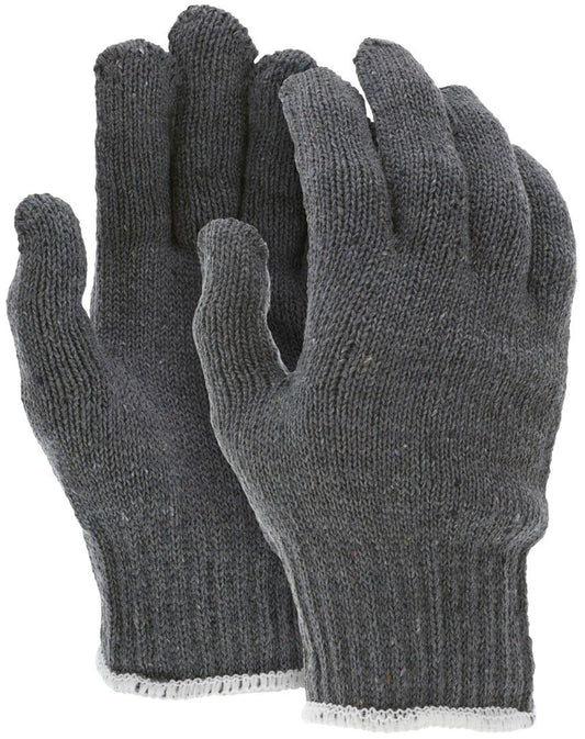 Heavy-Weight String Knit Work Gloves, 7 Gauge, Cotton/Polyester Blend, Gray