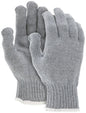 String Knit Work Gloves, 7 Gauge Heavy Weight, Cotton/Polyester, Hemmed Cuff