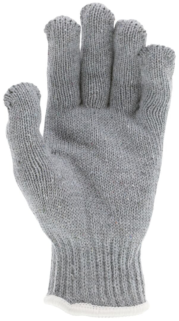 String Knit Work Gloves, 7 Gauge Heavy Weight, Cotton/Polyester, Hemmed Cuff