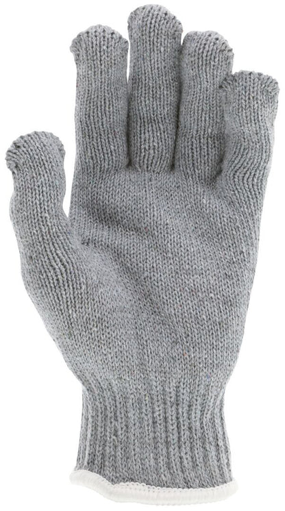 String Knit Work Gloves, 7 Gauge Heavy Weight, Cotton/Polyester, Hemmed Cuff