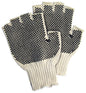 Cotton/Polyester String Knit Fingerless Gloves, PVC Dots Both Sides
