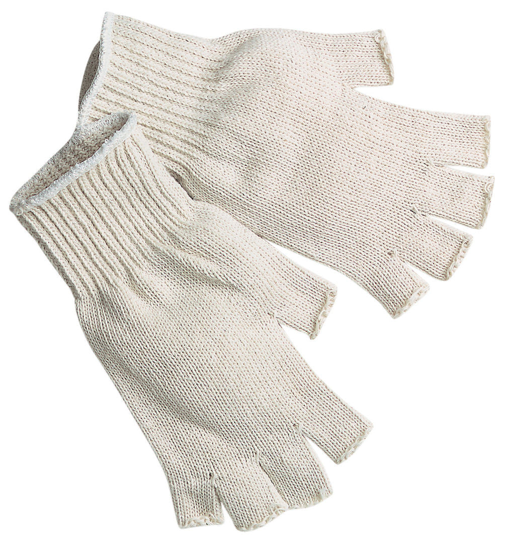 Fingerless String Knit Gloves, Cotton/Polyester, 7 Gauge, Hemmed Cuff