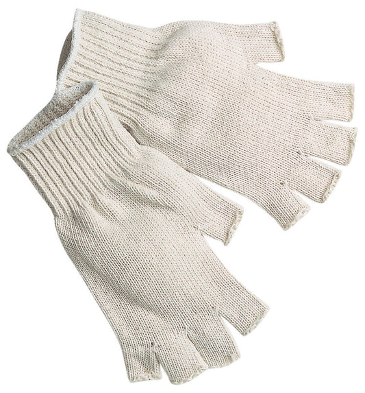 Fingerless String Knit Gloves, Cotton/Polyester, 7 Gauge, Hemmed Cuff