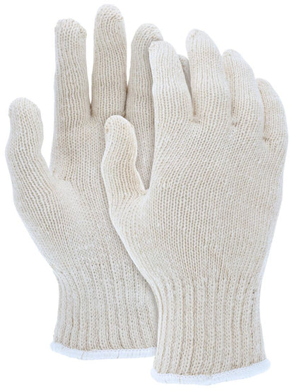 String Knit Work Gloves, 7 Gauge, 100% Cotton, Hemmed Cuff