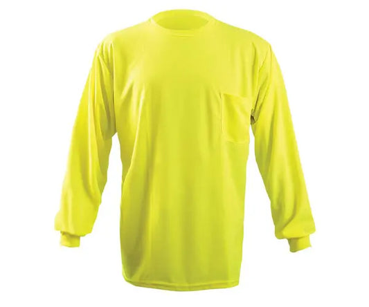 Occunomix Non-Ansi Long Sleeve Wicking Birdseye T-Shirt W/Pocket Hi-Vis Shirts Orange S model LUX-XLSPB-OS