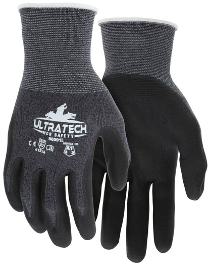 UltraTech Eco Work Gloves, 15-Gauge Recycled Nylon, Micro-Foam Nitrile Coating