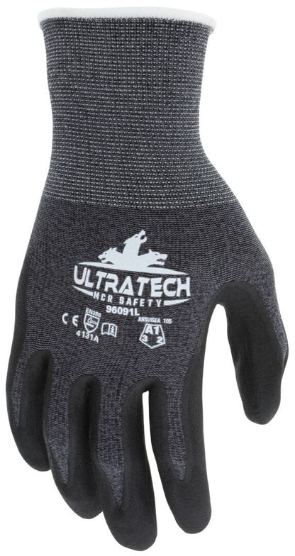 UltraTech Eco Work Gloves, 15-Gauge Recycled Nylon, Micro-Foam Nitrile Coating