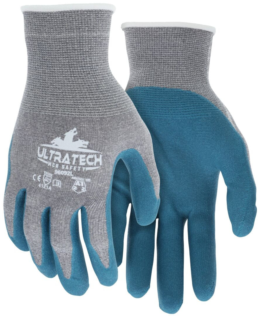 UltraTech Eco Work Gloves, Recycled Polyester/Cotton Shell, Biodegradable Nitrile Foam Coating