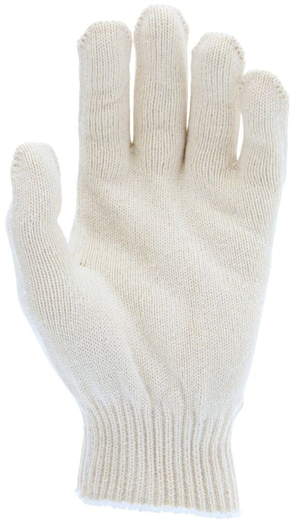 String Knit Work Gloves, Cotton/Polyester, 10 Gauge, Hemmed Cuff