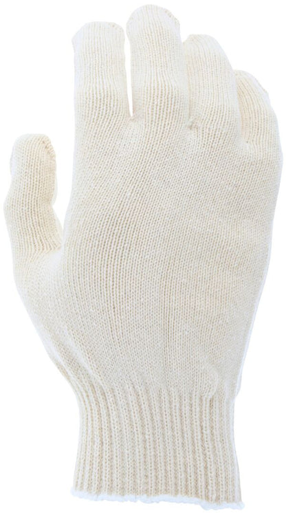 String Knit Work Gloves, Cotton/Polyester, 10 Gauge, Hemmed Cuff