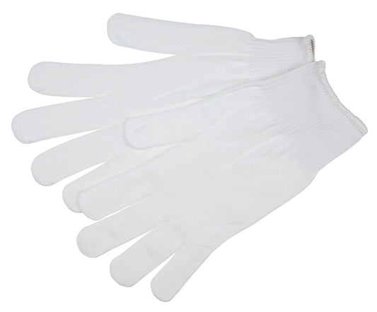 String Knit Work Gloves, 13 Gauge, 100% Nylon, Hemmed Cuff