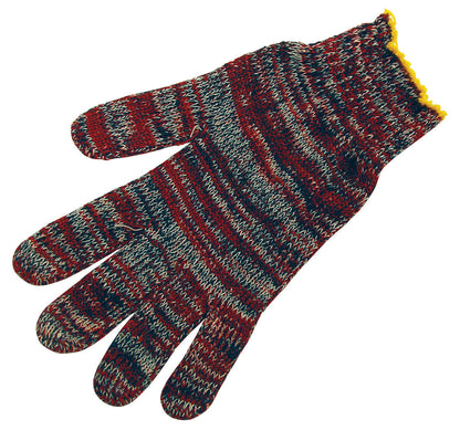 String Knit Work Gloves, 7 Gauge, Cotton Polyester Blend, Knit Wrist