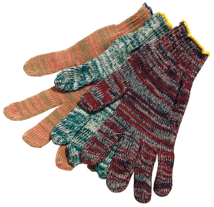 String Knit Work Gloves, 7 Gauge, Cotton Polyester Blend, Knit Wrist