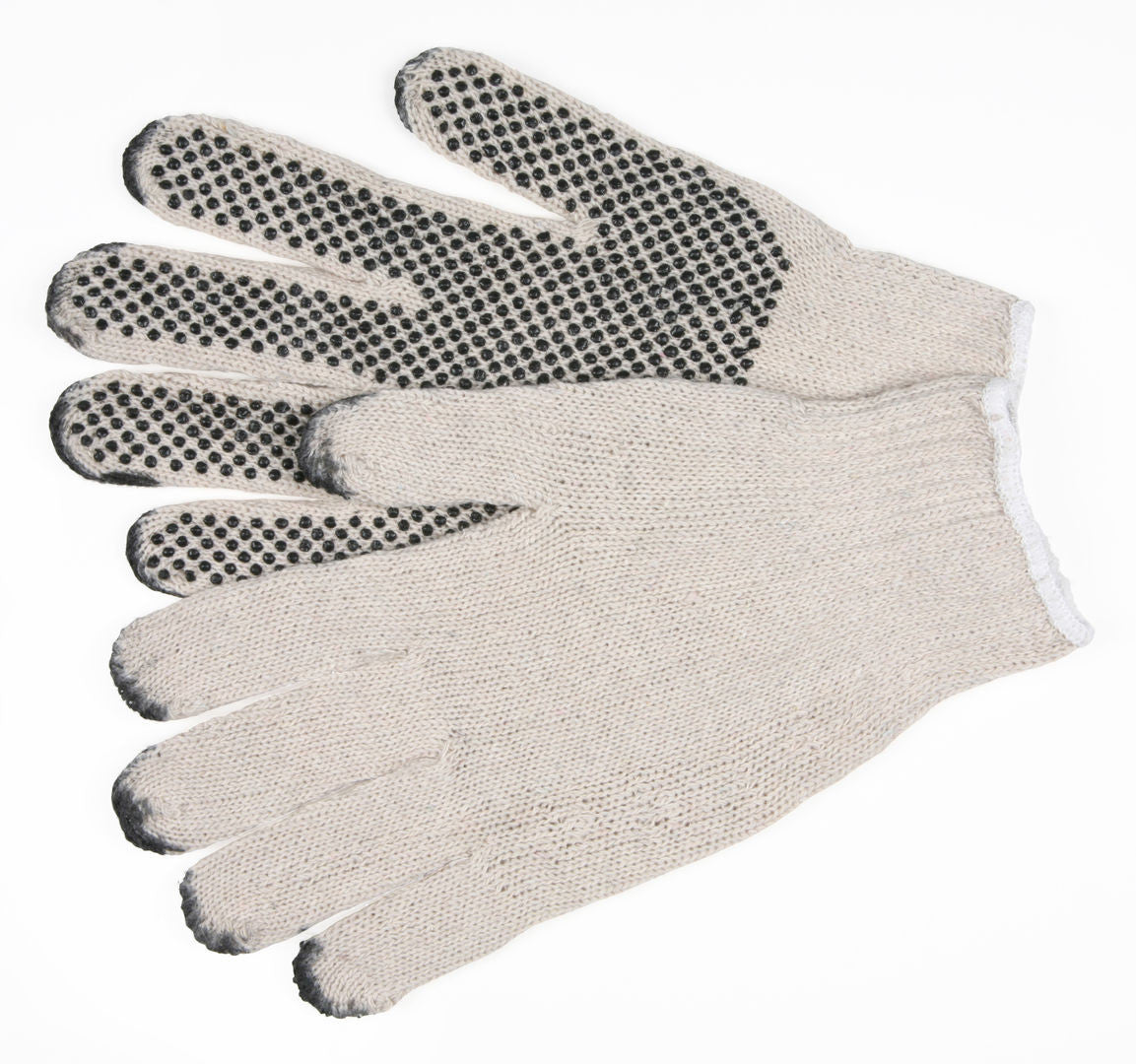 Cotton-Polyester String Knit Gloves, 7 Gauge, Single-Sided PVC Dots with Fingertip Coating