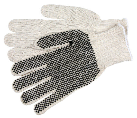 Cotton/Polyester String Knit Gloves, 7 Gauge, Single-Sided PVC Dot Grip