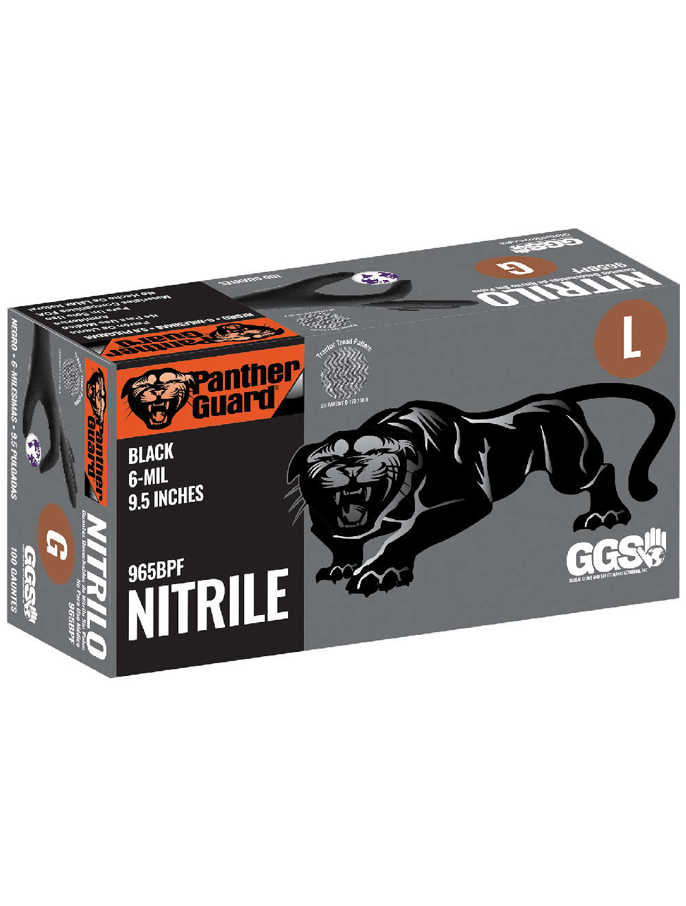 Panther-Guard® - 965BPF - Disposable Gloves - nitrile coating - black