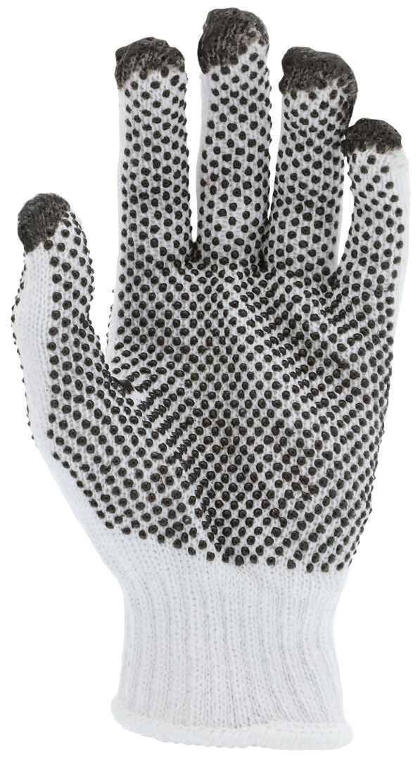 Cotton Polyester String Knit Gloves, 7 Gauge, Double-Sided PVC Dots