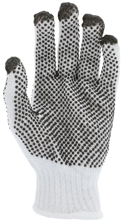 Cotton Polyester String Knit Gloves, 7 Gauge, Double-Sided PVC Dots