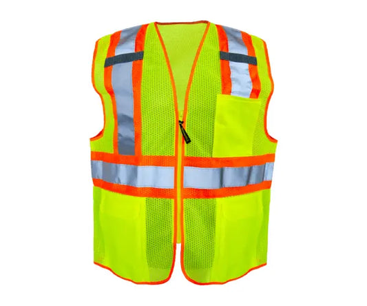 Occunomix Mesh Two-Tone Vest W/Zipper Hi-Vis Safety Vests Yellow S model LUX-SSCLC2Z-YS