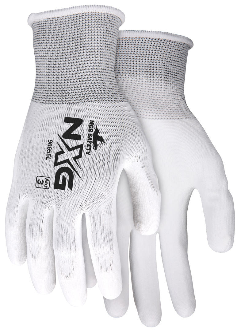 NXG Work Gloves, 13 Gauge Polyester Shell, Polyurethane Palm Coating
