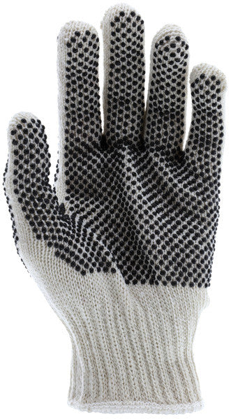Cotton-Polyester String Knit Gloves, 7 Gauge, Double-Sided PVC Dot Grip