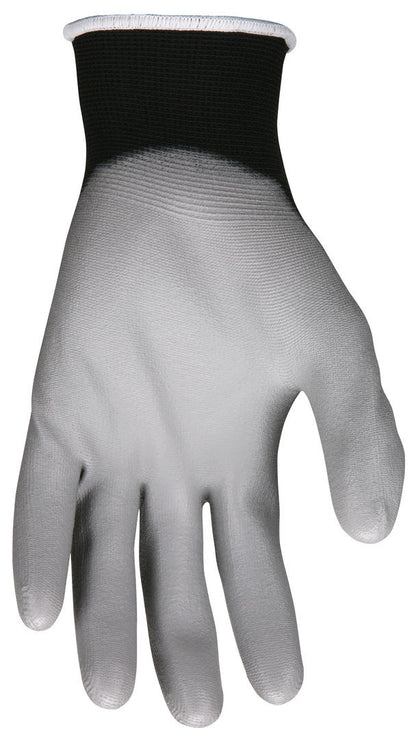 NXG Work Gloves, 15-Gauge Black Nylon, Gray Polyurethane Palm, Latex Free