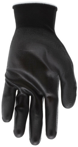 NXG Work Gloves, 13 Gauge Polyester Shell, Black Polyurethane Palm Coating